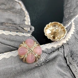 Cute Butterfly Metal Buttons - Colorful High - Fashion Shank Sewing Accessories - 23mm 6pcs (Pink)