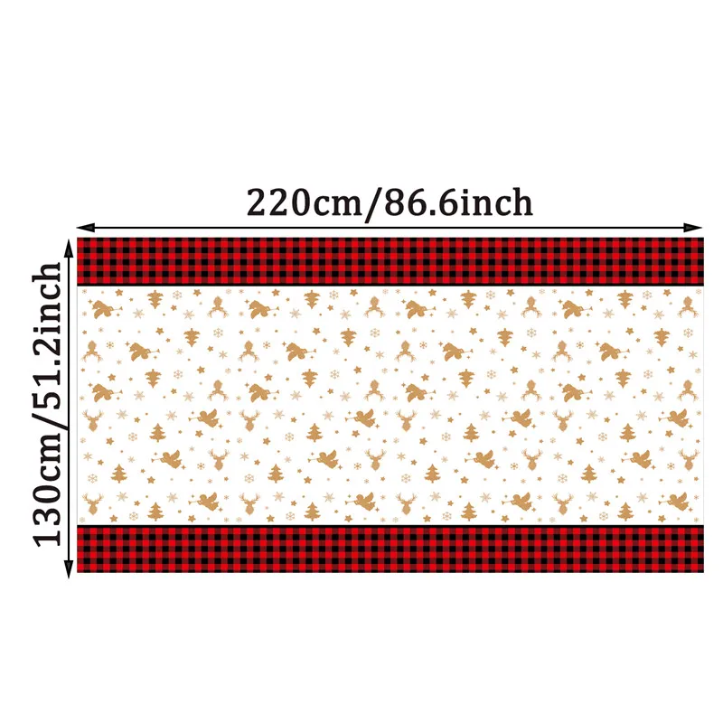 

1Pcs Pvc Christmas Tree Elk Print Table Cloth Merry Christmas New Year Party Family Party Desktop Decoration