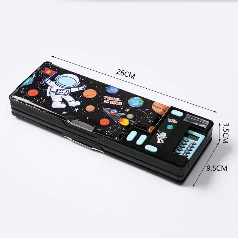 Plastic Pencil Case for Elementary School Students Double-sided Opening Calculator