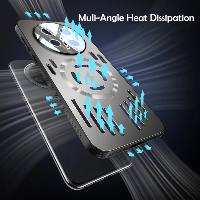 Premium Hard Metal Magnetic Wireless Charging Protective Case - Heat Dissipation Cover
