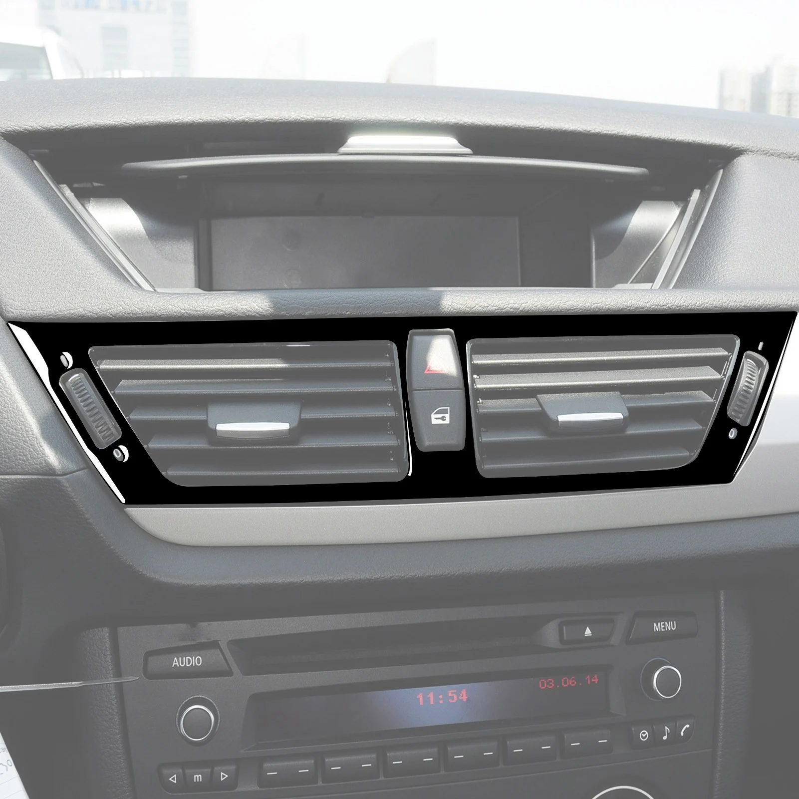 For BMW X1 E84 2013 2014 2015 Accessories Carbon Fiber Car Interior Auto Air Conditioner Outlet Set Trim Sticker Decoration