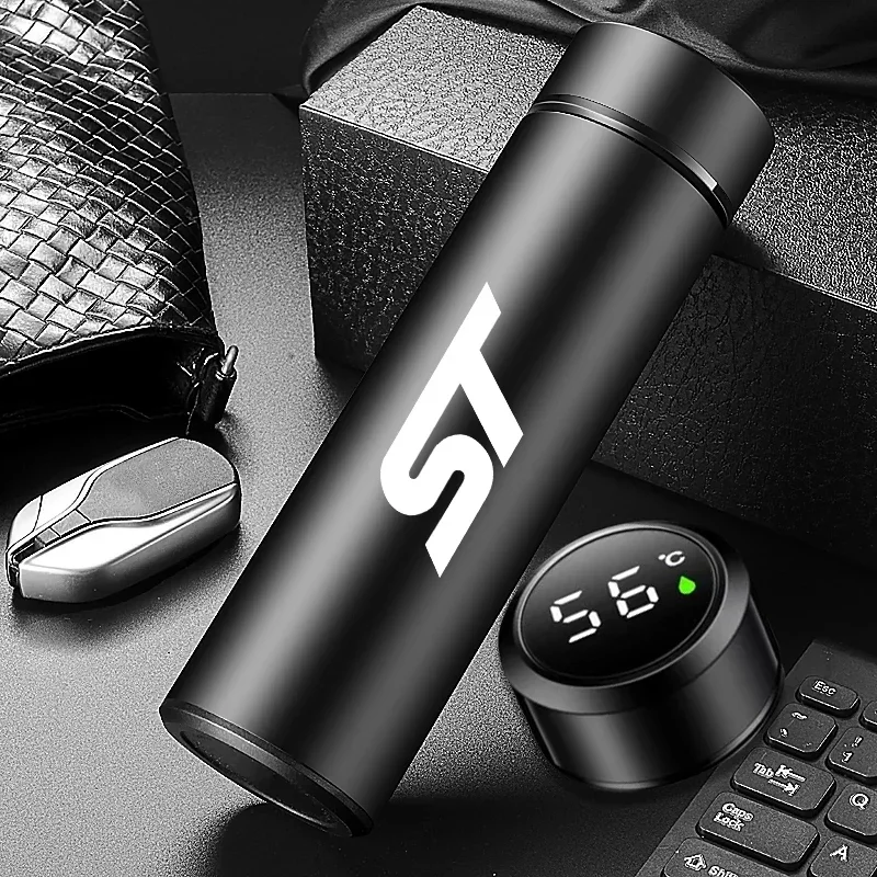 Smart Insulation Cup Car Thermos Mug Bottiglia D'Acqua Accessori Auto Per Ford St Focus 2 3 Mondeo Mk4 Fiesta Kuga Fusion Ecosport