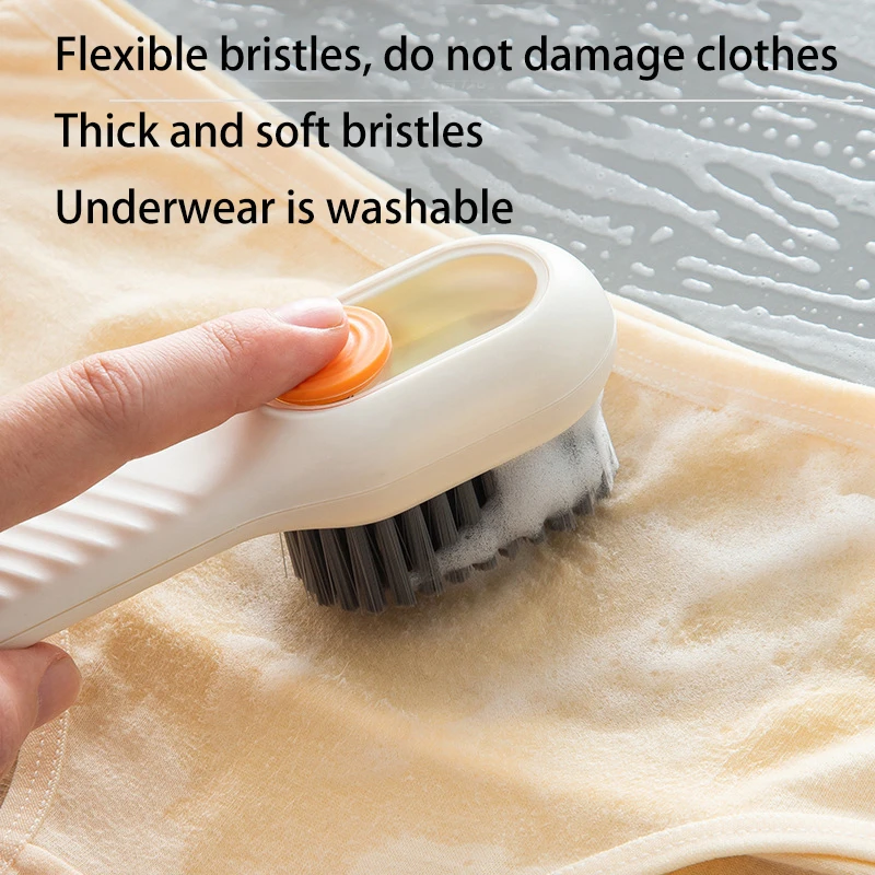 Multifunctional Soap Liquid Dispenser Brush With Handle Shoe Cleaning Laundry Brush Scrub Cleaning Soft Bristle Cleaning Brushes For Clothes And Shoes Household Use For Bathroom And Kitchen