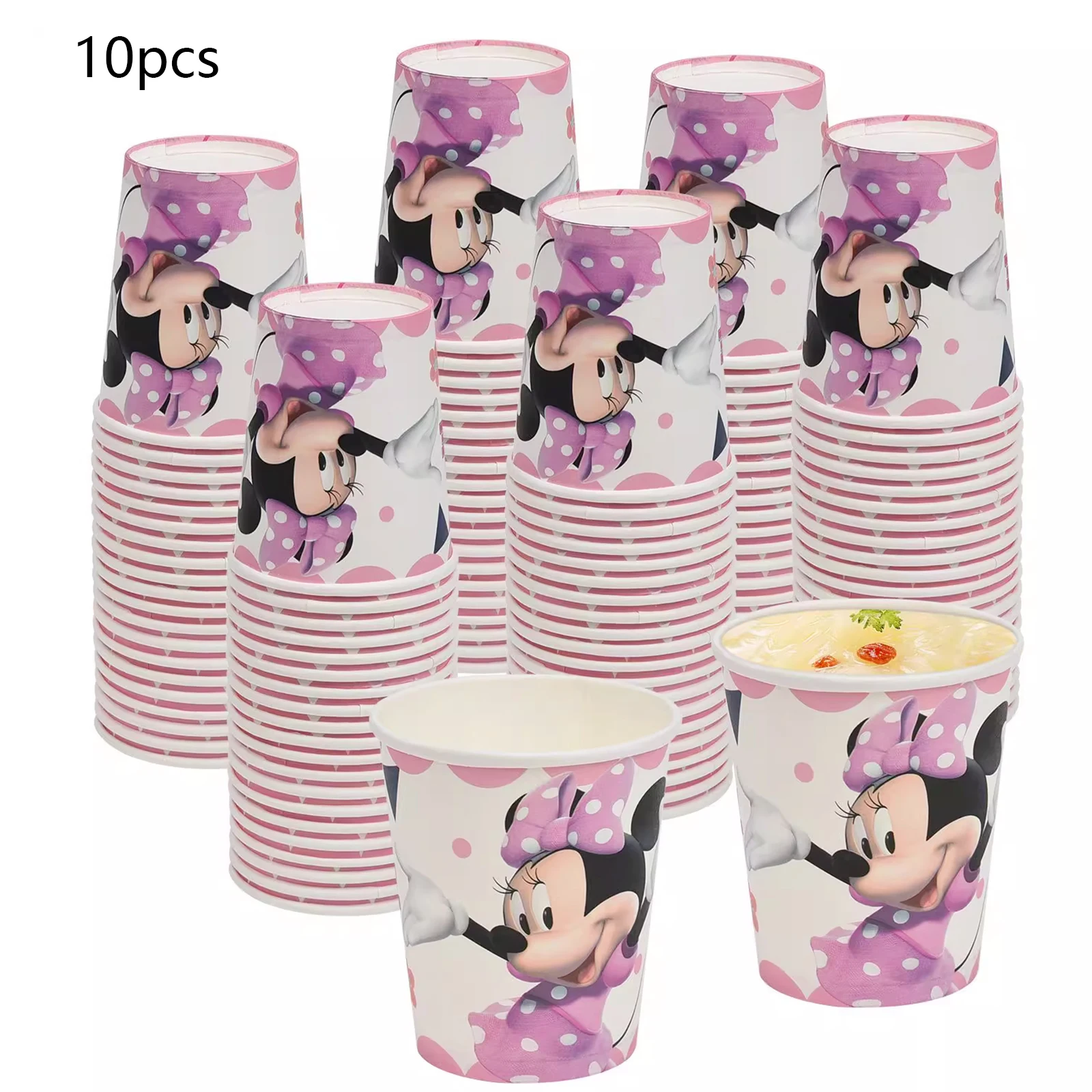 10/20/30/40 יחידות ציוד למסיבת מיני, כוסות נייר לקישוטי יומולדת מיני, קישוטי מסיבת יומולדת מיני