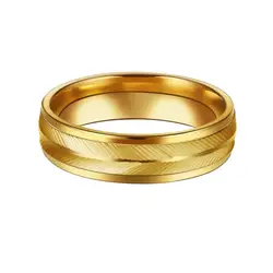 Men's Carved Stainless Steel Silver Ring - Elegant Engagement & Wedding Band Jewelry - 10 (Gold Color)