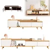 Solid Wood TV Stand Modern Farmhouse Boho with Doors  for the Living Room 120-200cm Length Adjustable Shelf 1