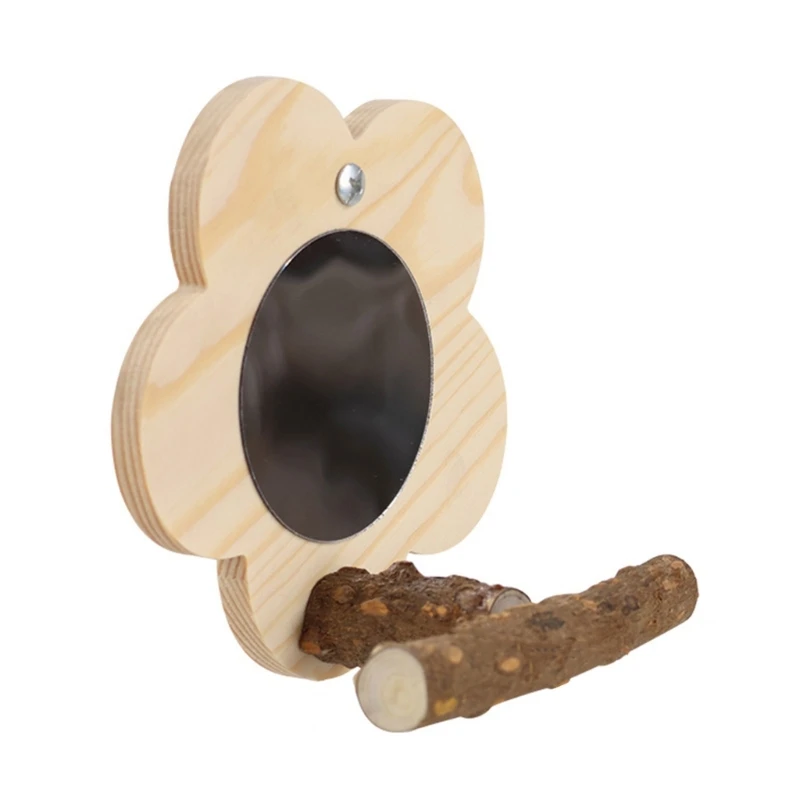

Bird Perch+ Mirror Wooden Stand for Parrots Conure Supplies Budgies Platform New Dropship