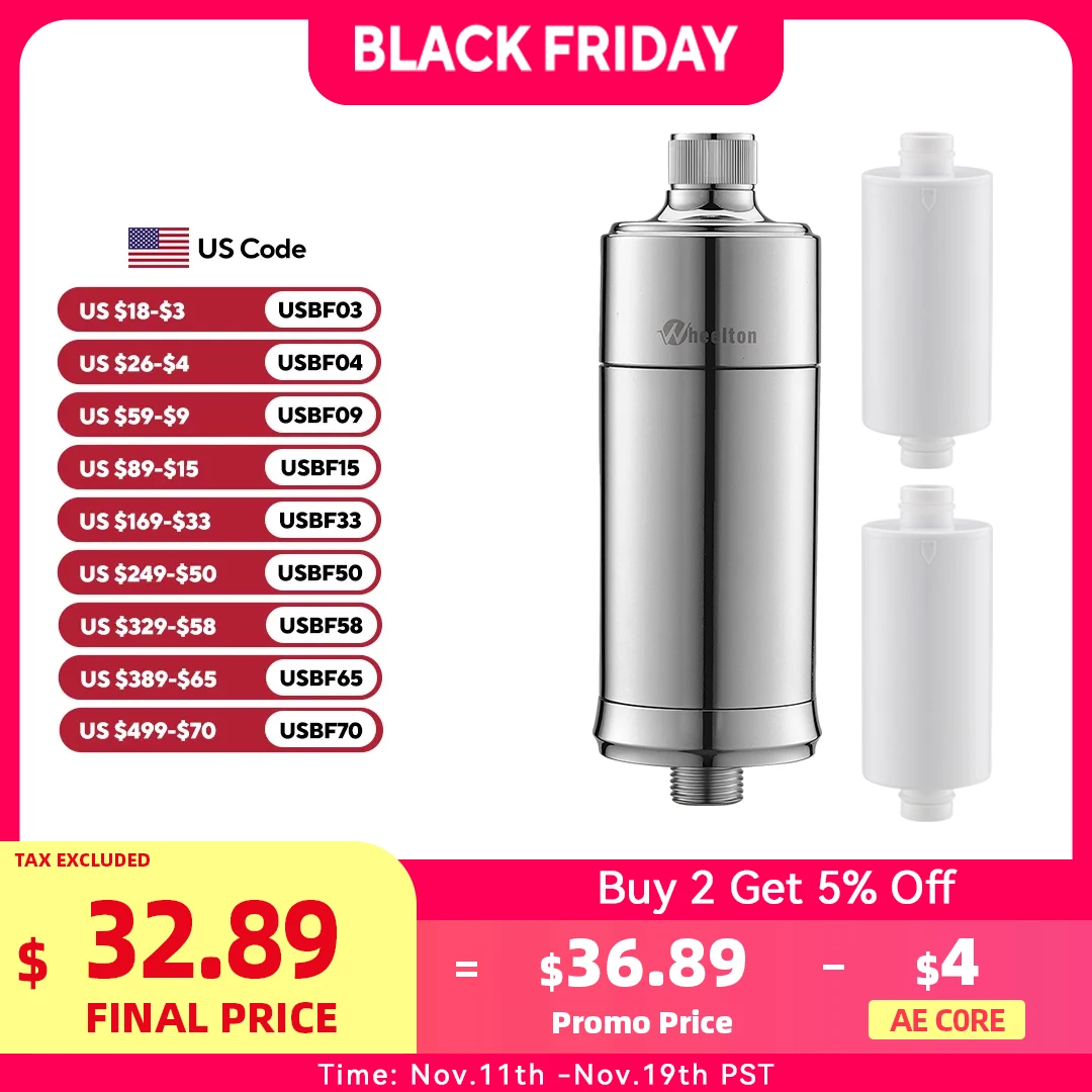 เครื่องกรองน้ําอาบน้ําในครัวเรือน Wheelton - กรองน้ําช่วยลดคลอรีนตะกอนโลหะหนักช่วยปรับปรุงผิวแห้งคันและผมร่วง 1