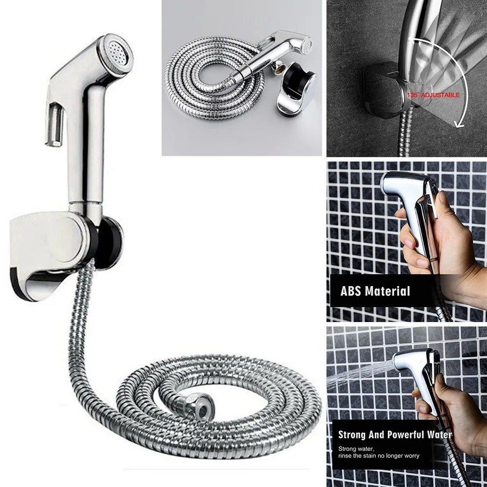 

Toilet Bidet Handheld Douche Bidet Chrome Jet Spray Muslim Hygienic Shower Set Spray Shower Head With Hose Holder