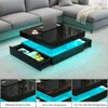 LED Coffee Table with Storage, High Glossy Modern White Center Table with 2 Drawers, Square Wooden Middle Table with 16-Color 4