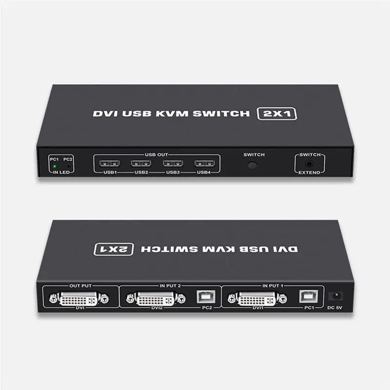 DVI KVM 스위치 2-In-1 4K 2대의 컴퓨터 공유 USB 키보드 마우스 프린트 모니터 다기능 스위칭 스크린-AEF7