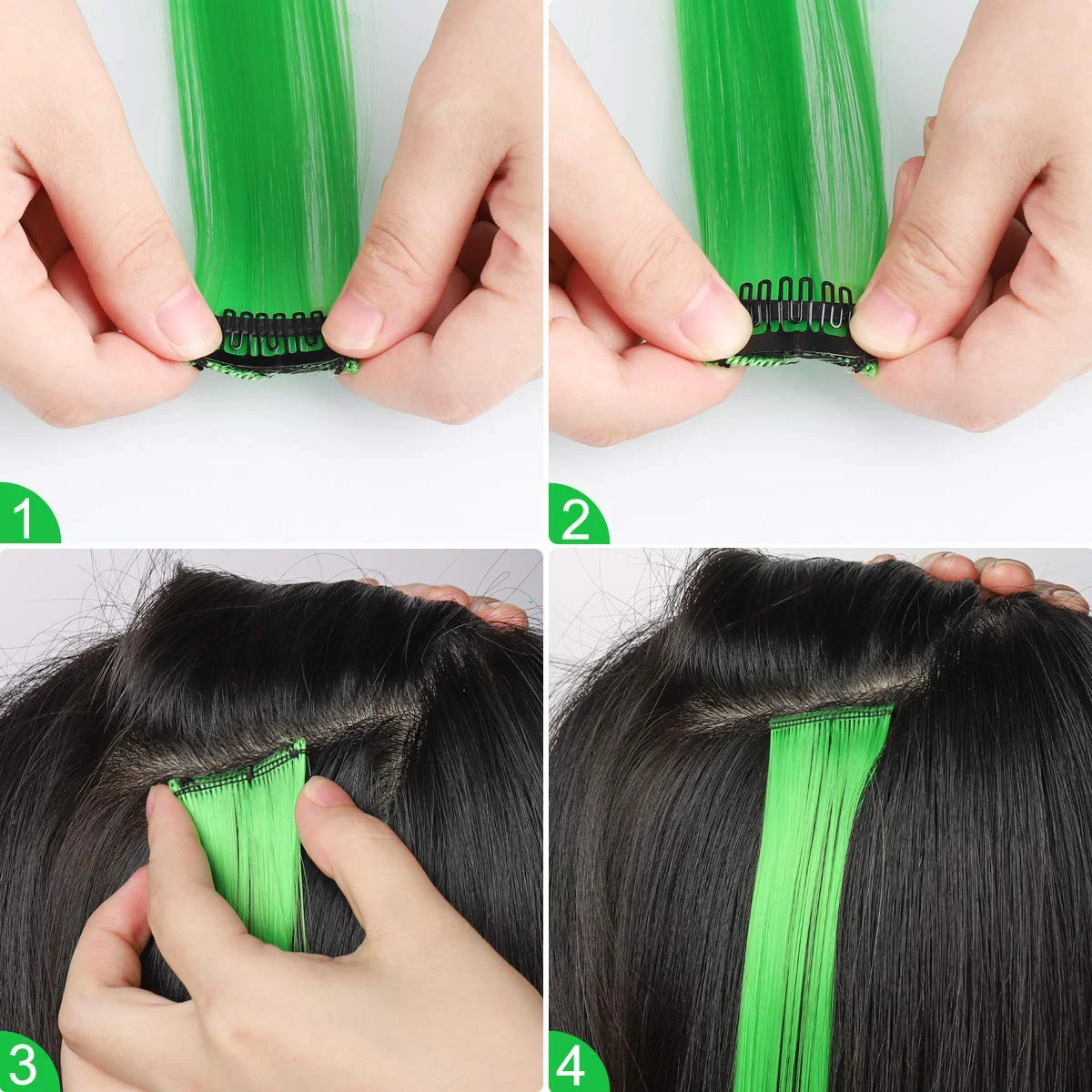Colored Hair Extensions Lilac color Clip in Hair Extension 12 PCS Highlight Colorful Piece Straight Synthetic Hairpieces hair extensions