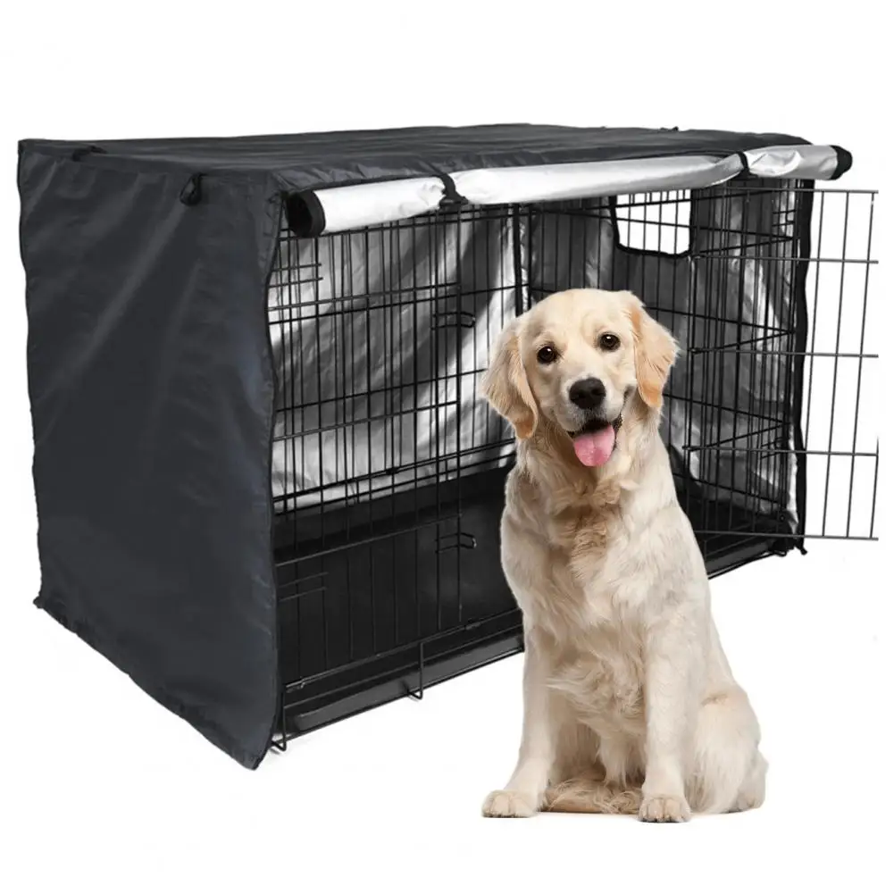 Title 2, Wear-resistant Pet Kennel Cover Black Good Vent...