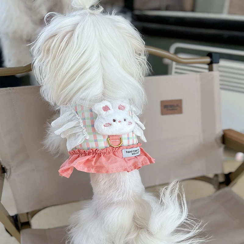 Cute Animal Lace Pet Vest Harness Handmade Lattice Vest Small Dogs Bichon Frise Princess Summer Clothes Leash Accessories