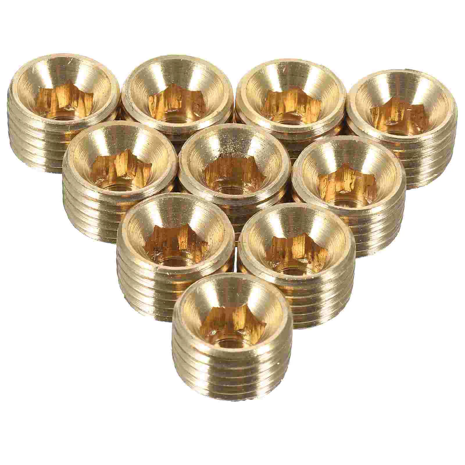 

10pcs Brass Pipe End Brass Pipe Fitting Internal Hex Thread 1/4 Inch Pipe Fitting