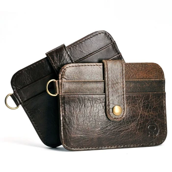 Portafoglio sottile da uomo in vera pelle Portafoglio piccolo da uomo Mini porta soldi Portafoglio sottile Portomonee Carteras Porta carte da uomo