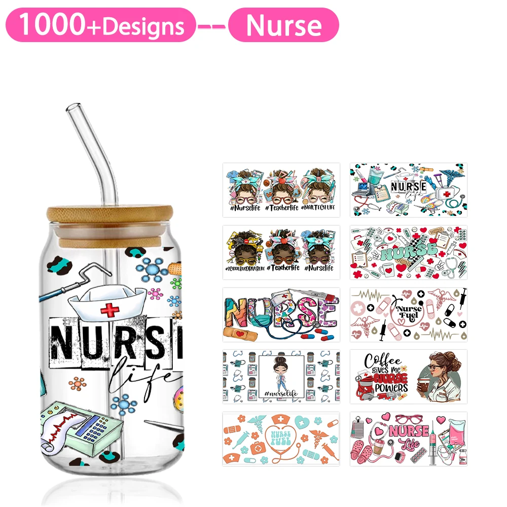 16oz Cup Wraps Nurse Day 3D UV DTF Transfers Stickers Printed For DIY Glass Ceramic Metal Leather