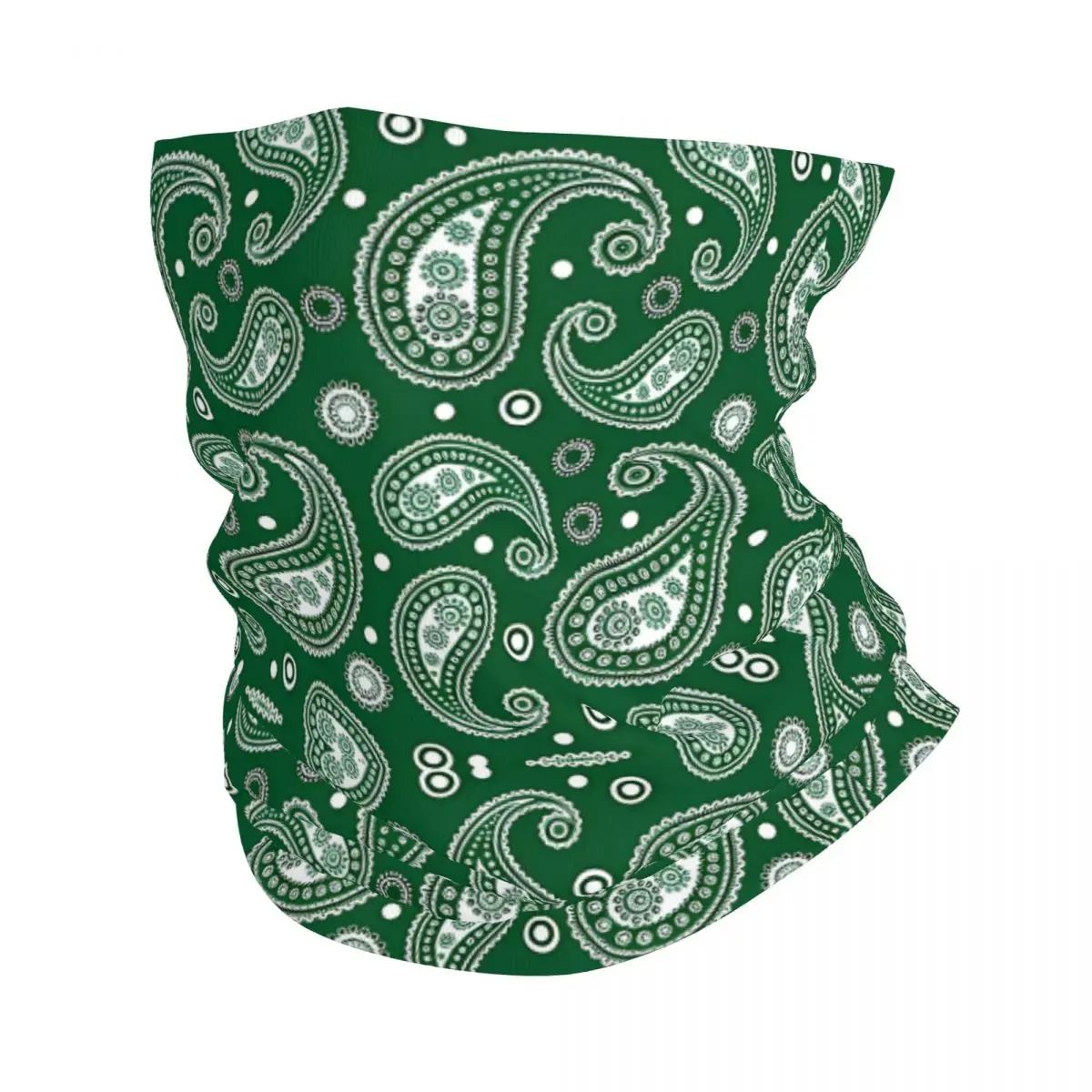 

Green And White Paisley Pattern Bandana Neck Cover Motorcycle Club Paisley Style Face Scarf Multifunctional Headwear Cycling