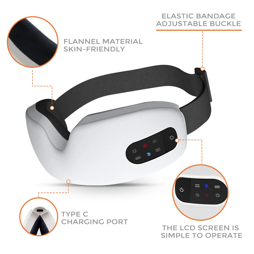 Smart Eye Massager with Hot Compress Bluetooth Music Vibration Portable Eyemask for Relaxing Fatigue Dry Eyes Eye Care Device
