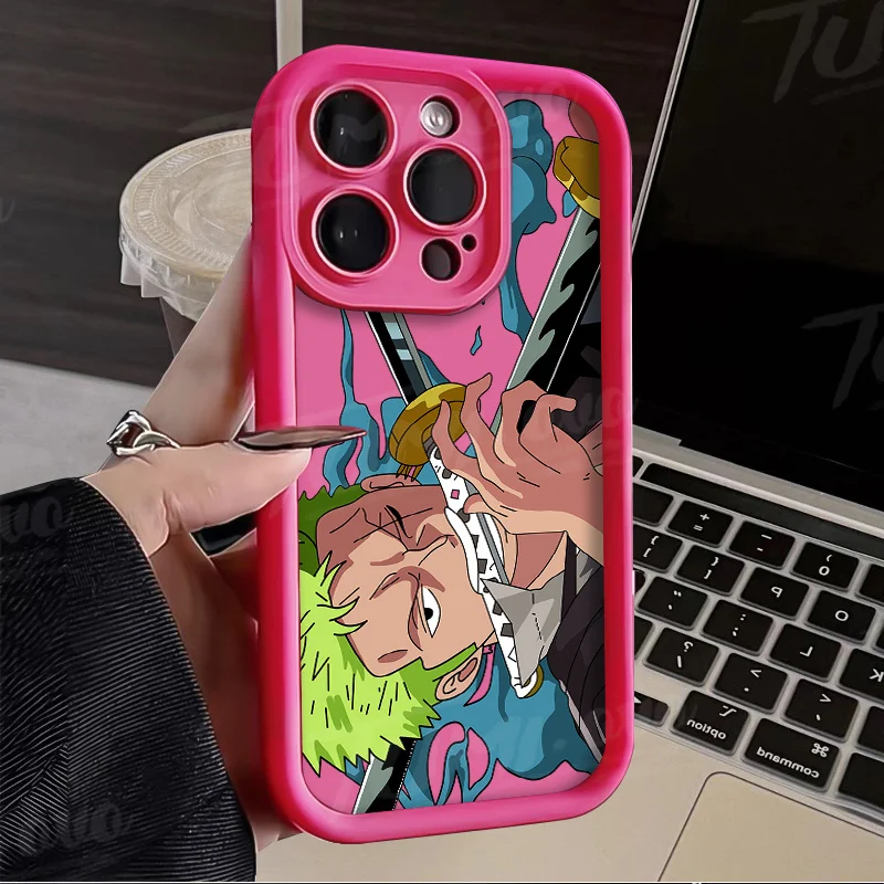 thumbnail image 1 of Funda de teléfono de Anime O-One Piece para iPhone 14, 15 Pro Max, 13, 12, 11, X, XS, XR, 7, 8 Plus, SE 2020, cubierta protectora de silicona a prueba de golpes, 1 of 5