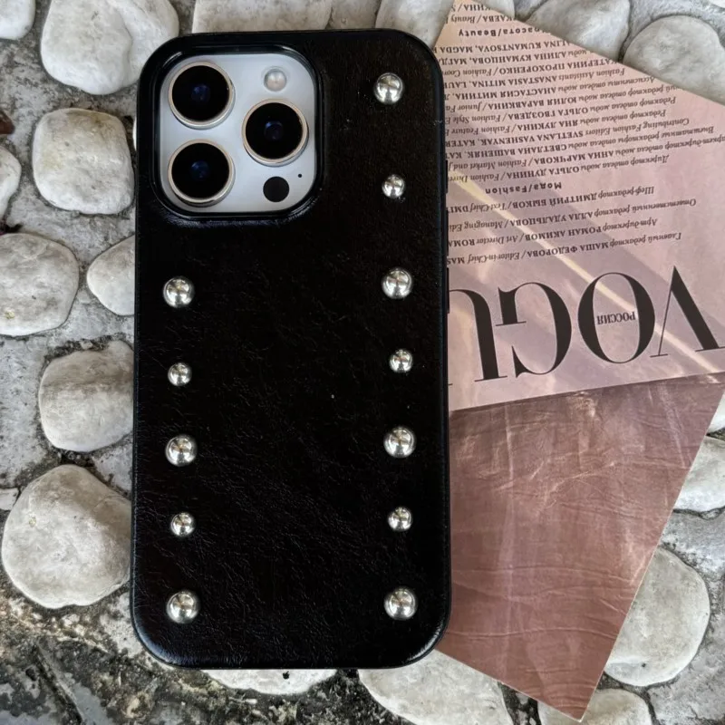 รูปสินค้า เคสหนังแท้กันกระแทก ดีไซน์สีเงิน สำหรับ iPhone 17 Pro Max