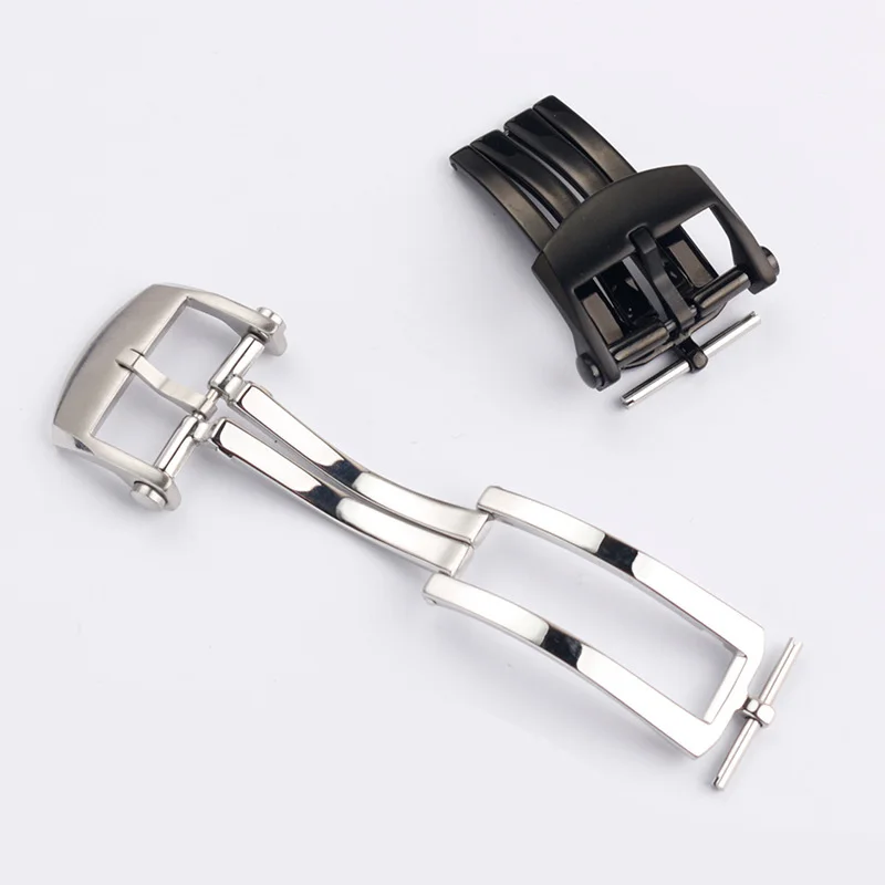 20Mm Per Breitling Chiusura Opaca Fibbia Orologio In Acciaio Cinturino In Pelle Argento