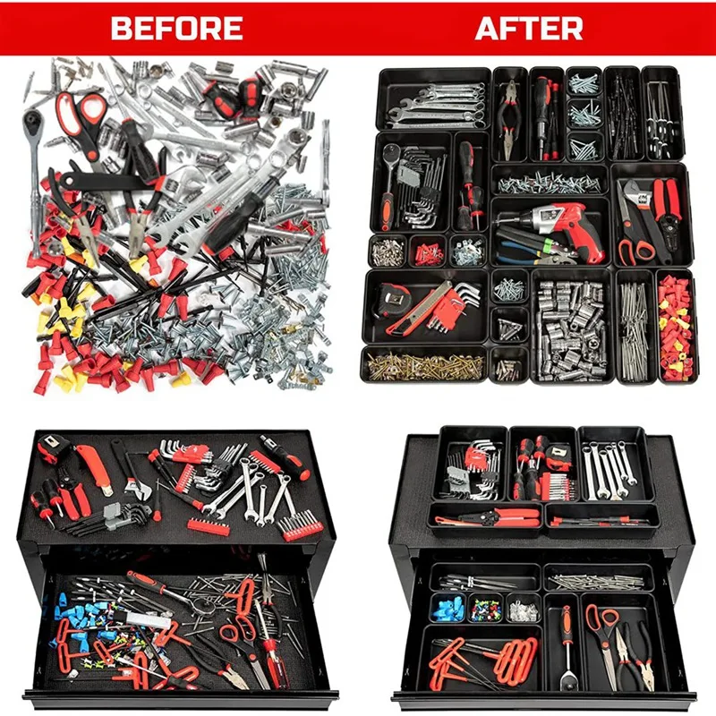 Tool Box Drawer Organizer Bins Toolbox Organizer Tray Divider Set Desktop  Storage Box Black 32 Pack - AliExpress