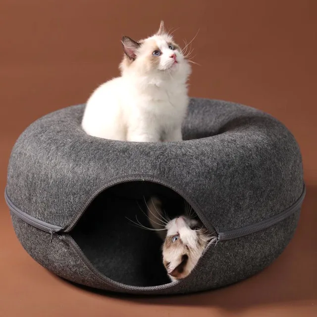 Donut Cat Bed Pet Cat Tunnel Interactive Game Toy Cat Bed Dual-use Indoor Toy Kitten Sports Equipment Cat Training Toy Cat House 3