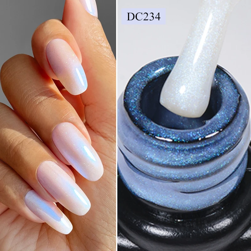 Mtssii 7ml Aurora Glitter Rubber Base Gel Pearl White Chameleon Semi permanent Soak Off UV LED Gel Nails Art Gel Varnishes