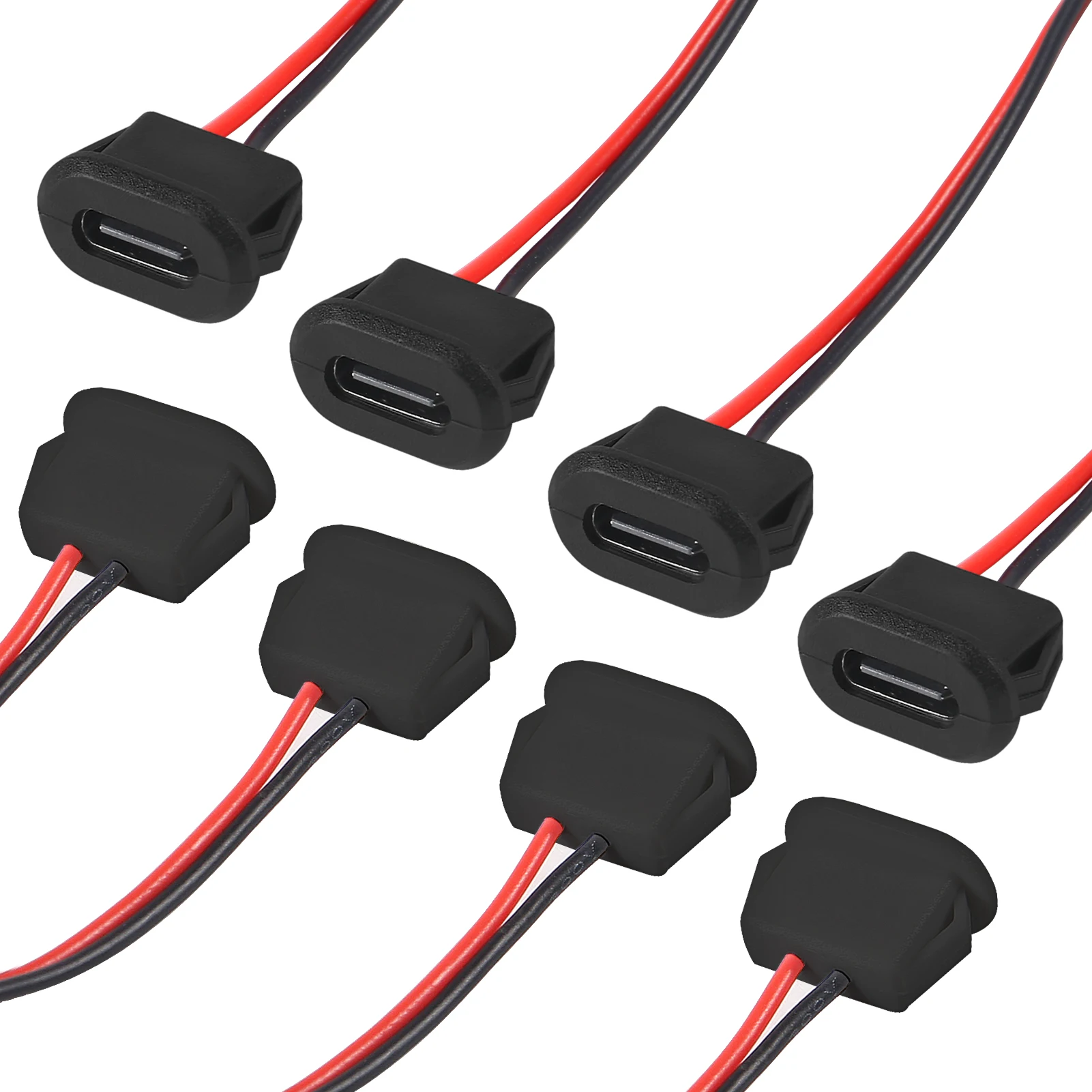 USB Type-C Waterproof USB Connector Direct compression female base Female Socket Charging Interface With Welding Wire 10PCS