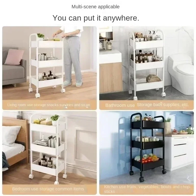 Multi-Layer Storage Rack Snack Cart Trolley Organizer Household Kitchen Multifunctional Cart with Wheels Home Accessories storage rack kitchen storage cart