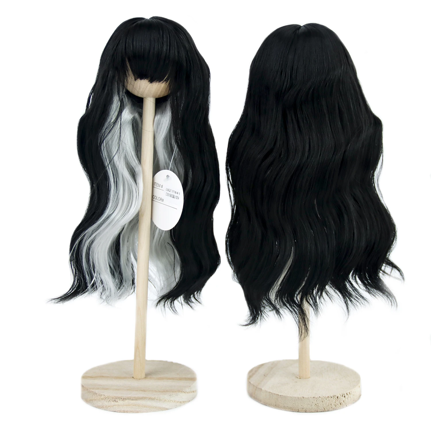 BJD Doll Wig 1/4 7-8inch Long Hair Wavy Black and White Mlk Silk for BJD/ SD/Smart Doll/MSD/Minifee/Yosd Doll Accessories find smart note white grid блокнот