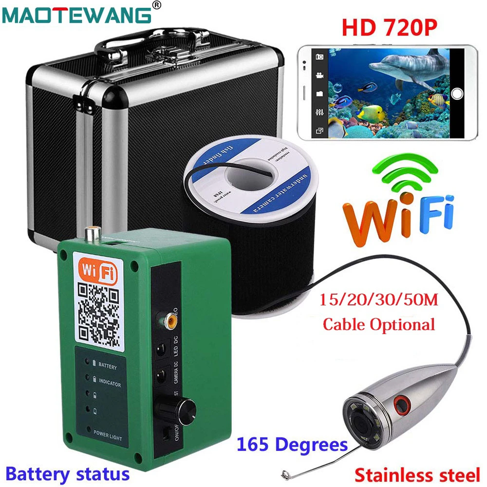 Hd 1000tvl Wifi Wireless Underwater Fishing Camera Video Recording For Ios Android App Supports