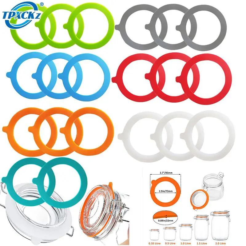 5PCS Silicone Replacement Gasket Airtight Rubber Seals Rings Leak-Proof Canning Seals For Glass Clip Top Jars Storage Containers kitchen tools,food storage set,silicone stretch lids,silicone pot handle grip