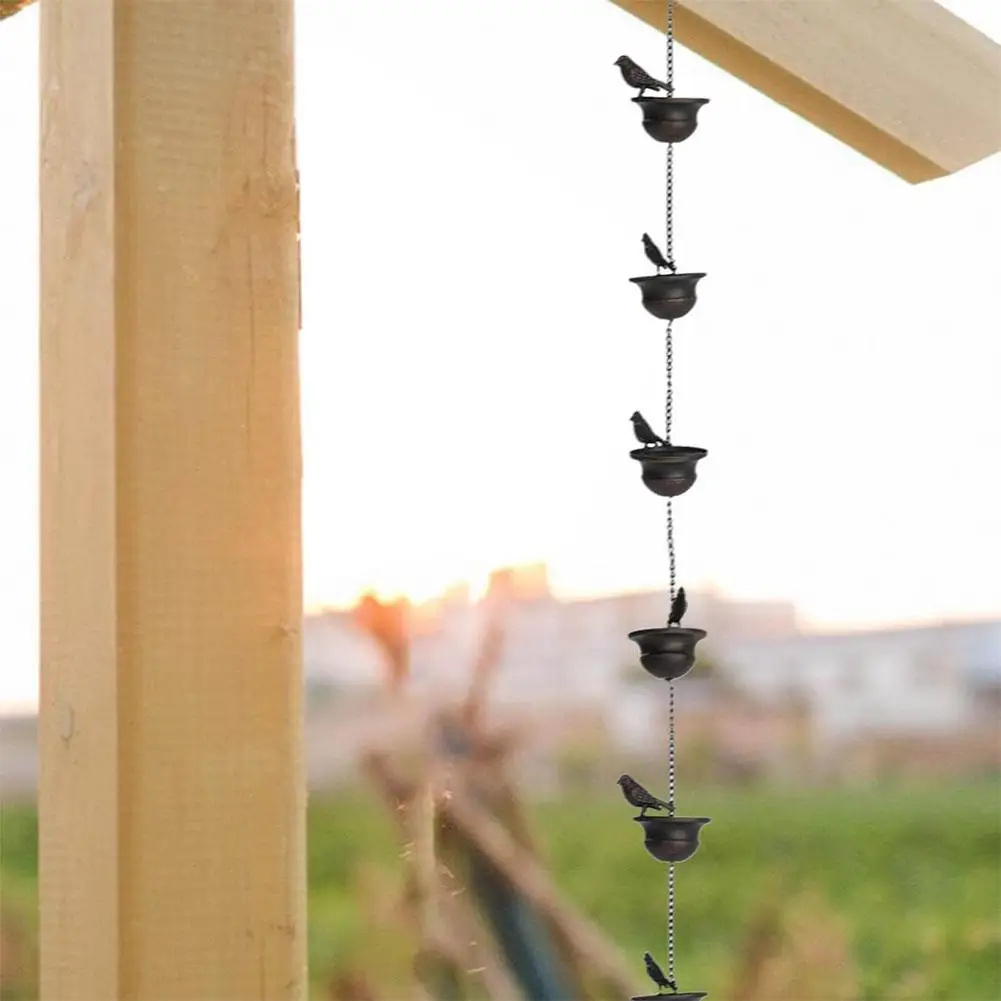 Creative Birds On Cups Metal Rain Chain Rain Chain Drainer Adapters Accessory For Gutter Drainage Downspout Tool T6D4