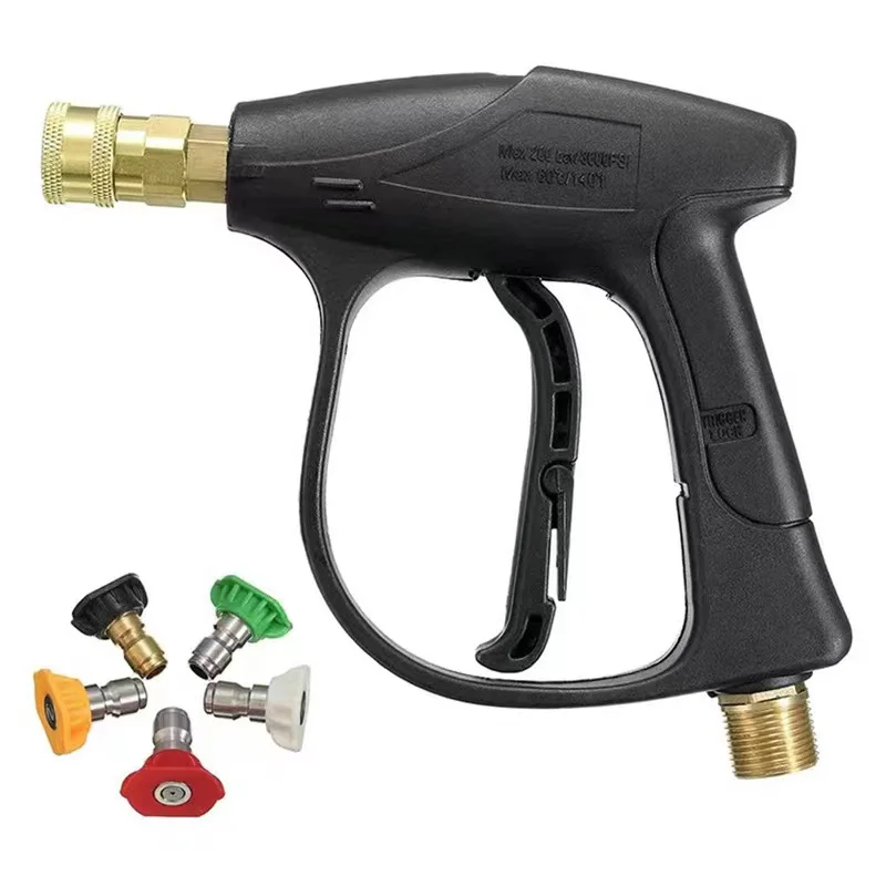 

High-pressure quick-connect water gun with 5 Spray Degree Adaptar Nozzles and M 22 Brass Coupler Car Washing Tools