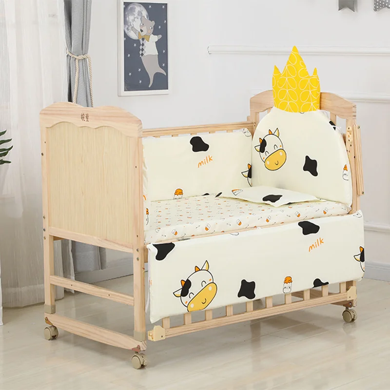 Baby Crib Sheet Baby Crib Bumper Baby Pillowcase 6pcs/set Baby Crib Bumpers Child Bedding Set Cartoon Cotton Baby Bed Linens Include Cot Bumpers Bed Sheet Pillow ZT57
