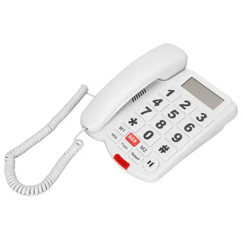 Teléfono de botón grande para personas mayores, teléfono fijo con cable,  botones grandes y marcación de un solo toque para personas con discapacidad