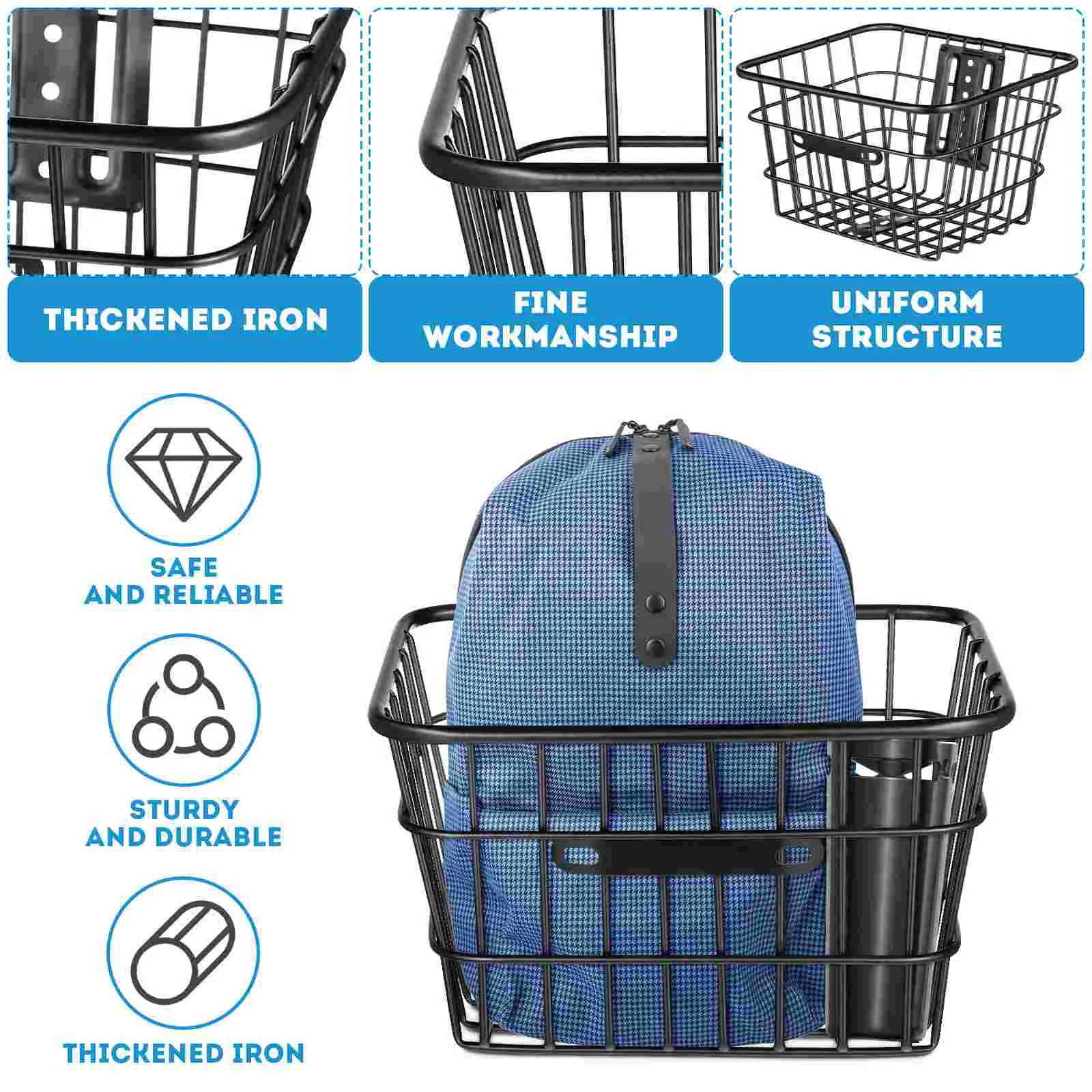 

Iron Wire Basket Bike Front Basket Organizing Storage Basket Holder Front Handlebar Riding Bike Storage Gadget Bike Accessory