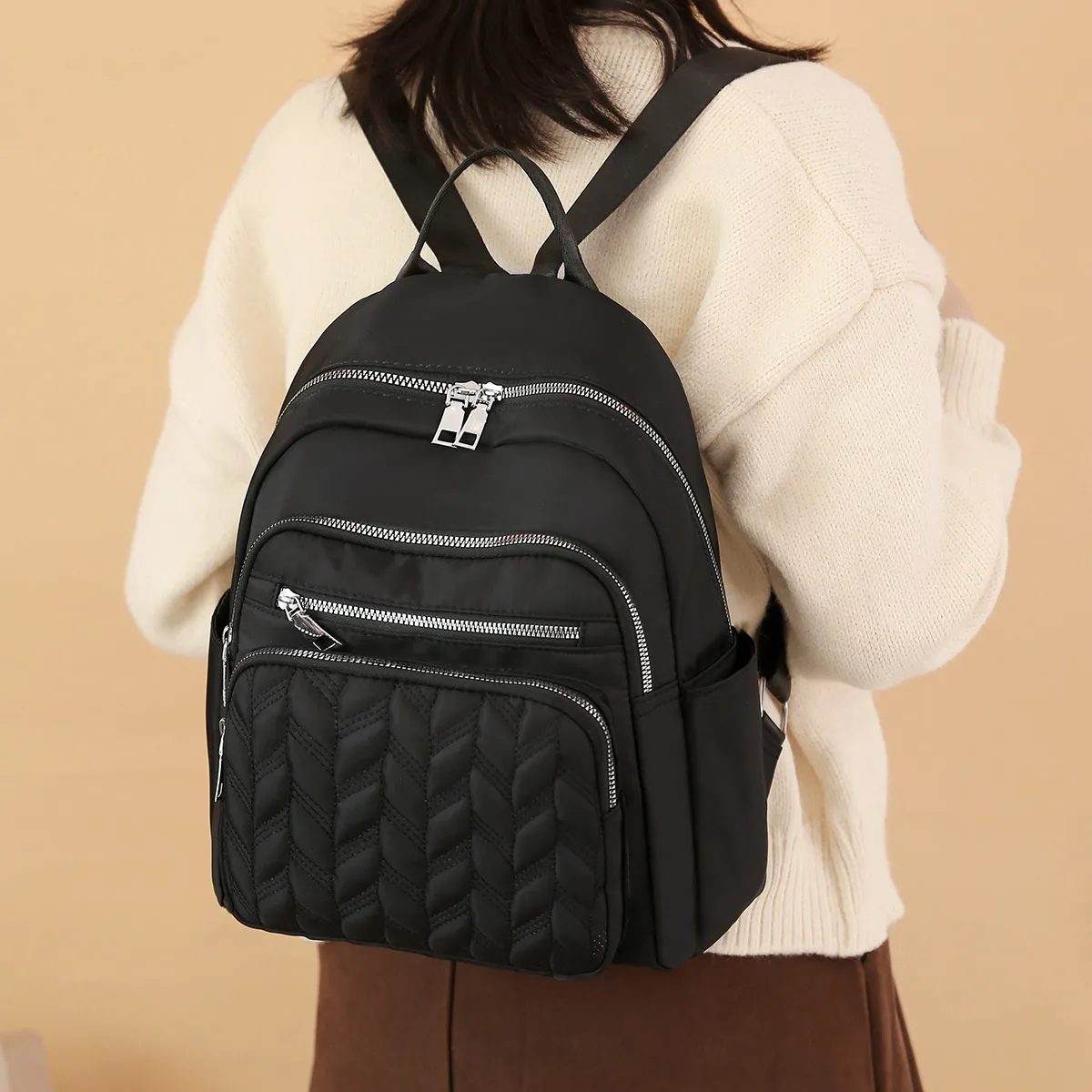 Vento Marea Women Backpack 2025 Travel Casual Waterproof Women's Shoulder Bags Female Large Capacity Oxford Rucksack Black Purse