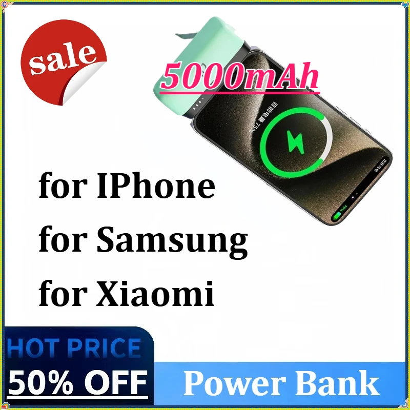 Nuovo PD20W 5000mAh Mini Power Bank Ricarica rapida Indicatore LED Power Bank Pocket Power Bank per IPhone per Samsung per Xiaomi