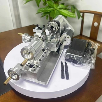 DIY Mini Lathe Multifunctional Household Woodworking Homemade Small Lathe Portable Desktop Micro-Lathe 110V-220V 100-2500r/min 1