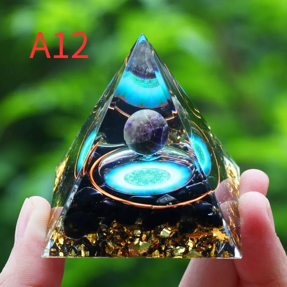 Crystals Stone Orgone Pyramid Energy Generator Natural Amethyst Peridot Reiki Chakra Meditation Tool Room Decor Christmas Gifts 3