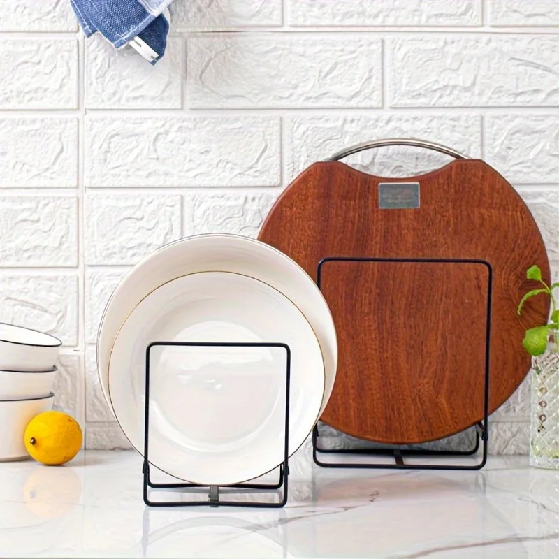 1pc, Home Plate Holder, Dish Organizer for Kitchen Counter, Small Cutting Board and Pot Lid Holder, Kitchen Accessories