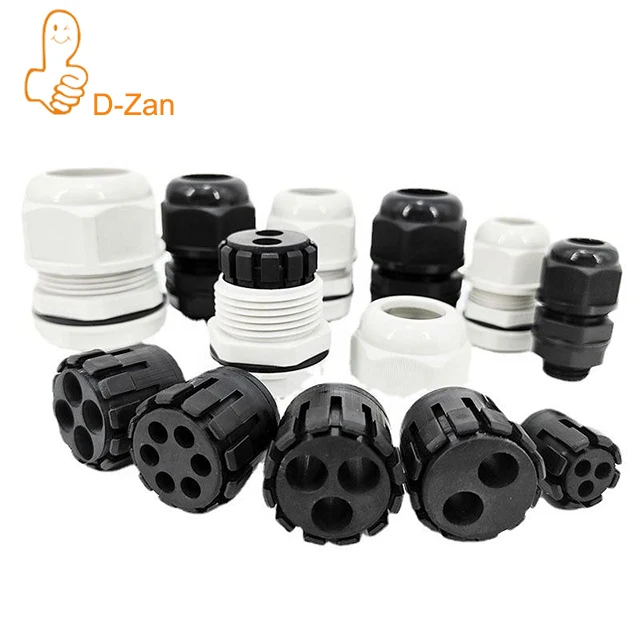 4 Holes Black Cable Gland Plastic PG7 PG9 PG11 Multi-hole Insert Nylon Cable Gland