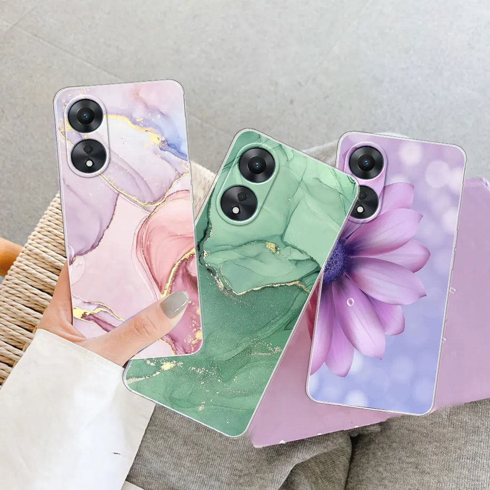 For OPPO A58 4G Case Flower Soft Silicone TPU Funda Phone Cover for Oppo  A58 OPPOA58 4G Cases Coque Clear Fashion Cellphone Case