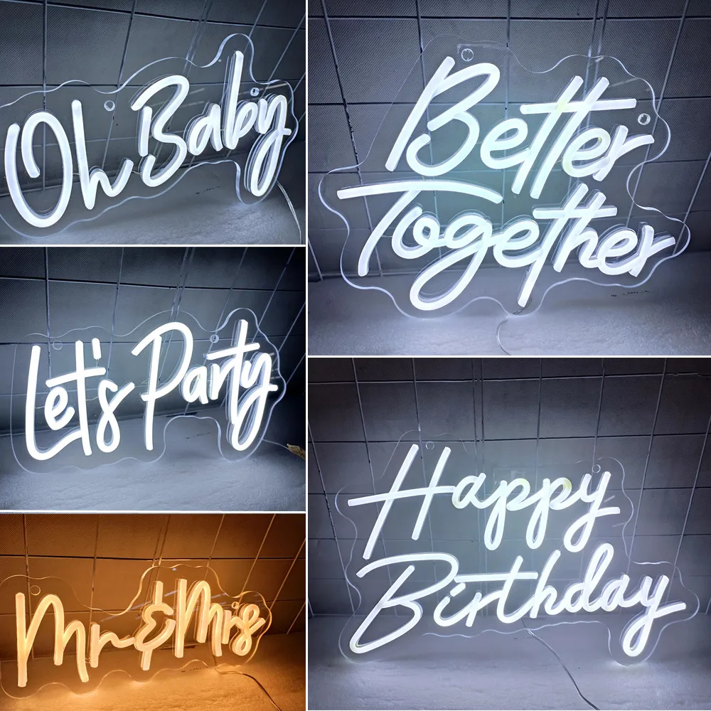 Custom Neon Sign Led Letter Birthday Party Personalized Wedding Decoration  Neon Ligh Acrylic Neon Led Text Sign for Room Decor