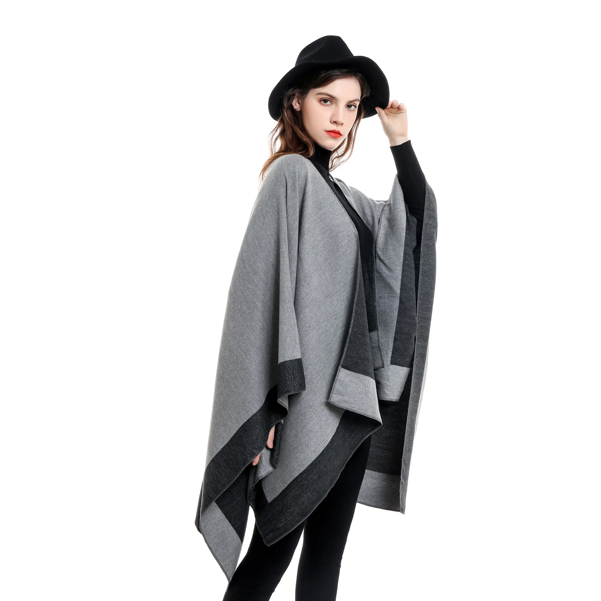 2022 Spring  Autumn Solid Color European  American Travel Shopping New Women's Warm Big Shawl Sunscreen Gray Cloak Scarf new floral totem amazon hot selling cotton and hemp material comfortable all match scarf travel sunscreen shawl