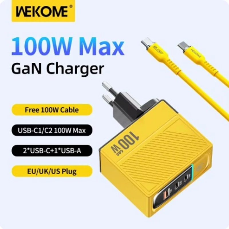 WEKOME 100W Type C GaN chargeur Charge rapide 4.0 3.0 USB PD adaptateur de chargeur rapide pour Macbook Pro iPad Pro IPhone15 Xiaomi Huawei