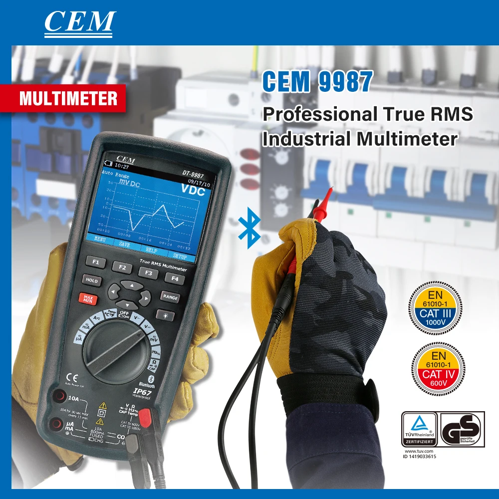 9987 Digital TRMS High Resolution & Accuracy Multimeter with Bluetooth-CEM Instruments